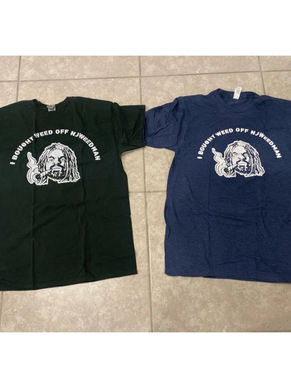 (2) I Bought Weed Off NjWeedman T-shirts Size Medium In Dark Green & Blue 420